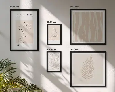 Poliptih u okviru elegantna grafika žene i biljaka