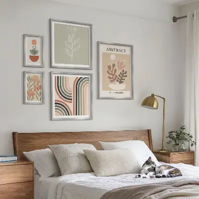 Elegantne biljne apstrakcije set od 5 slika u okviru