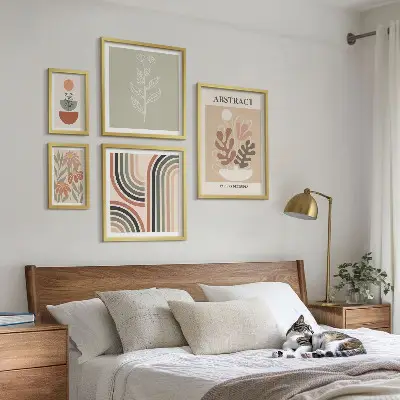 Elegantne biljne apstrakcije set od 5 slika u okviru