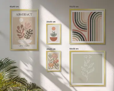 Elegantne biljne apstrakcije set od 5 slika u okviru