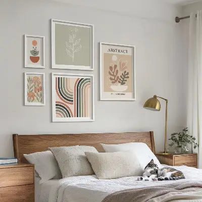 Elegantne biljne apstrakcije set od 5 slika u okviru