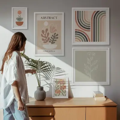 Elegantne biljne apstrakcije set od 5 slika u okviru