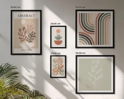 Elegantne biljne apstrakcije set od 5 slika u okviru