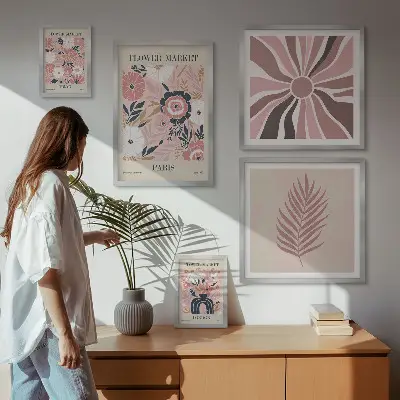 Cvjetne tržnice u boho stilu poliptih u okviru