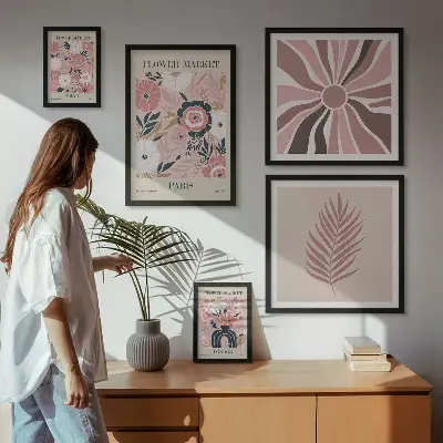 Cvjetne tržnice u boho stilu poliptih u okviru
