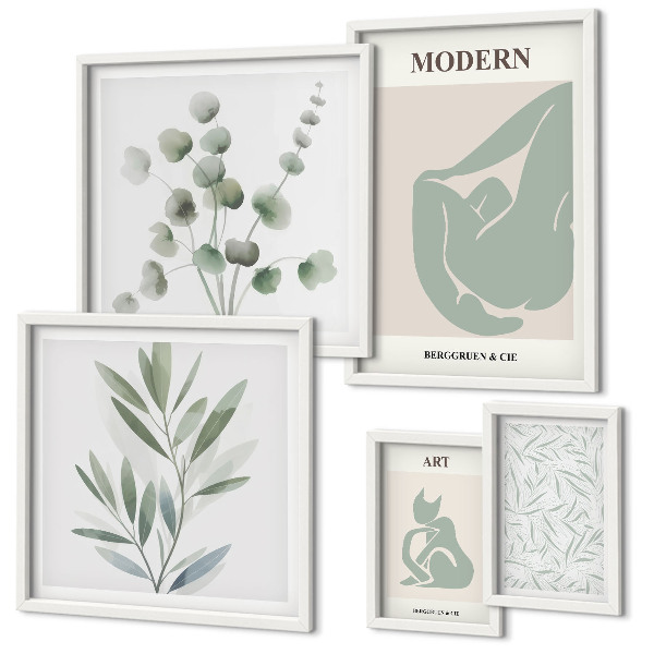 Set slika iznad kauča Elegantna biljna i apstraktna grafika