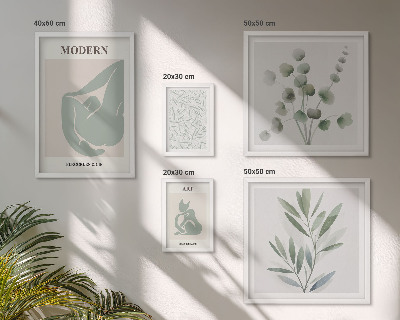 Set slika iznad kauča Elegantna biljna i apstraktna grafika