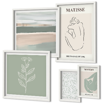 Set 5 slika u okviru Elegantna grafika biljaka