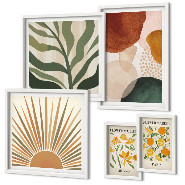Set 5 slika u okviru Elegantna geometrija biljne grafike