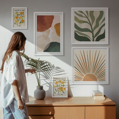 Set 5 slika u okviru Elegantna geometrija biljne grafike