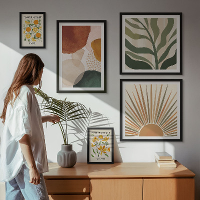 Set 5 slika u okviru Elegantna geometrija biljne grafike