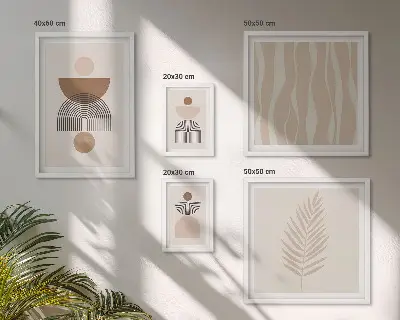 Apstraktni oblici prirode set od 5 slika u okviru