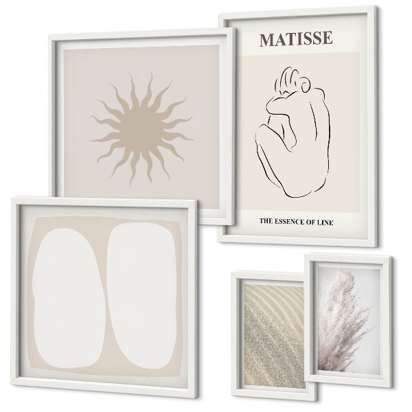 Set 5 slika u okviru Minimalistički oblici u boho stilu