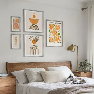 Elegantno cvijeće i geometrija set od 5 slika u okviru