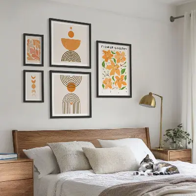 Elegantno cvijeće i geometrija set od 5 slika u okviru