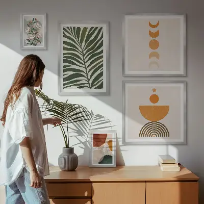 Slika poliptih Biljni uzorci boho u okviru
