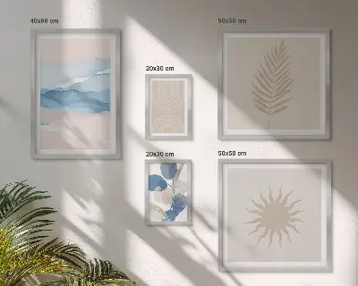 Apstraktni biljni valovi set od 5 slika u okviru