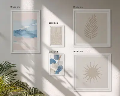 Apstraktni biljni valovi set od 5 slika u okviru