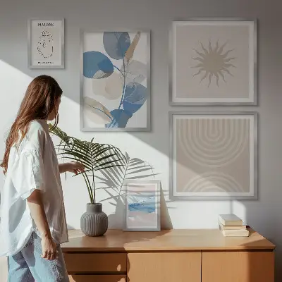 Set slika Elegantne apstraktne biljke set slika iznad kauča