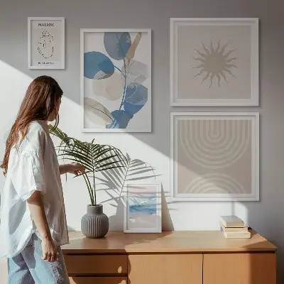 Set slika Elegantne apstraktne biljke set slika iznad kauča