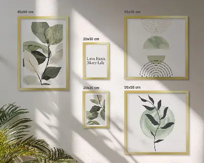 Set od 5 slika u okviru elegantna grafika s motivom biljaka za interijere