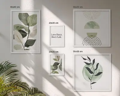 Set od 5 slika u okviru elegantna grafika s motivom biljaka za interijere