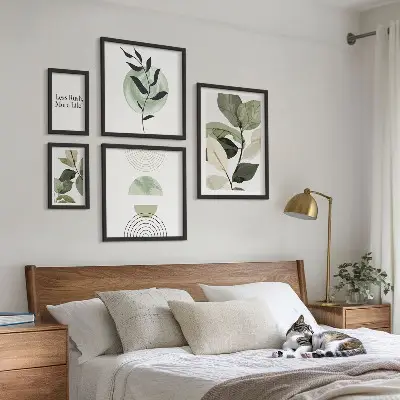 Set od 5 slika u okviru elegantna grafika s motivom biljaka za interijere