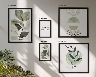 Set od 5 slika u okviru elegantna grafika s motivom biljaka za interijere