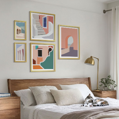 Set slika iznad kauča Pastelna arhitektonska grafika