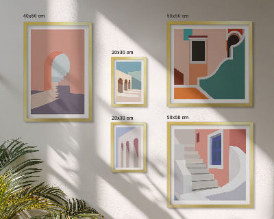Set slika iznad kauča Pastelna arhitektonska grafika
