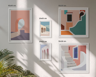 Set slika iznad kauča Pastelna arhitektonska grafika