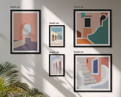 Set slika iznad kauča Pastelna arhitektonska grafika