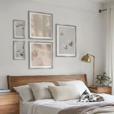 Set slika za iznad kauča boho ukrasi s motivom kamenja za plažu