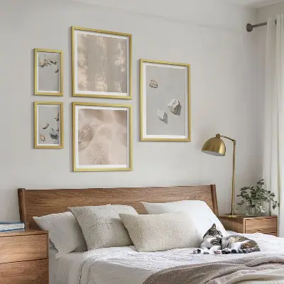 Set slika za iznad kauča boho ukrasi s motivom kamenja za plažu