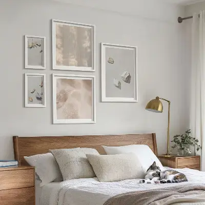 Set slika za iznad kauča boho ukrasi s motivom kamenja za plažu
