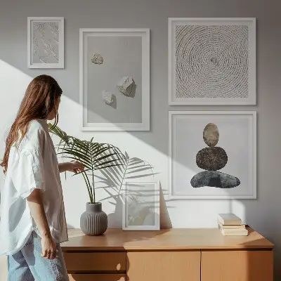 Set slika iznad kauča moderne boje pješčanog kamena