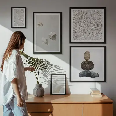 Set slika iznad kauča moderne boje pješčanog kamena