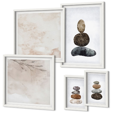 Set slika iznad kauča Hrpe kamenja u boho stilu