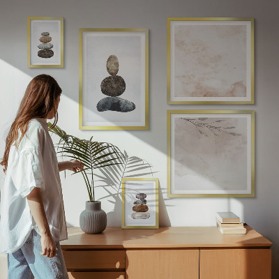 Set slika iznad kauča Hrpe kamenja u boho stilu
