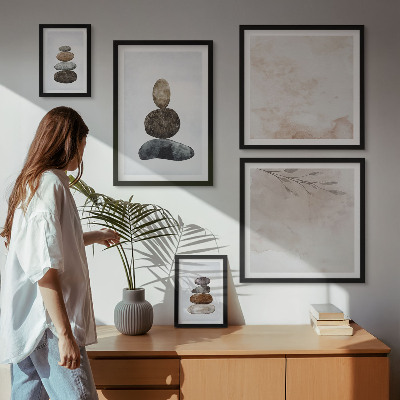 Set slika iznad kauča Hrpe kamenja u boho stilu