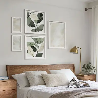 Apstraktni boho zidna dekoracija poliptih u okviru svijetle boje