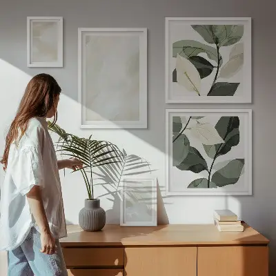 Apstraktni boho zidna dekoracija poliptih u okviru svijetle boje