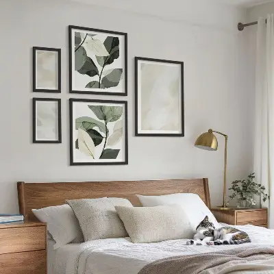 Apstraktni boho zidna dekoracija poliptih u okviru svijetle boje