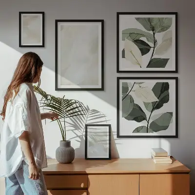 Apstraktni boho zidna dekoracija poliptih u okviru svijetle boje