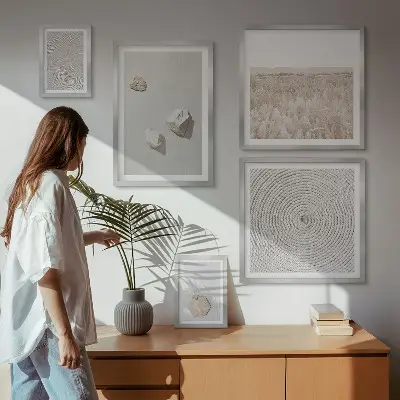 Set od 5 slika u okviru motivi laganih boho tekstura pijeska