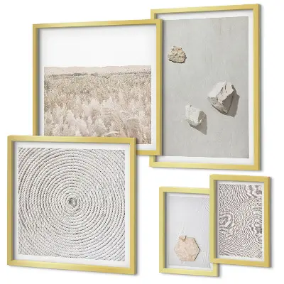 Set od 5 slika u okviru motivi laganih boho tekstura pijeska
