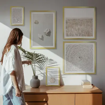 Set od 5 slika u okviru motivi laganih boho tekstura pijeska