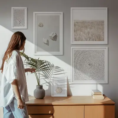 Set od 5 slika u okviru motivi laganih boho tekstura pijeska