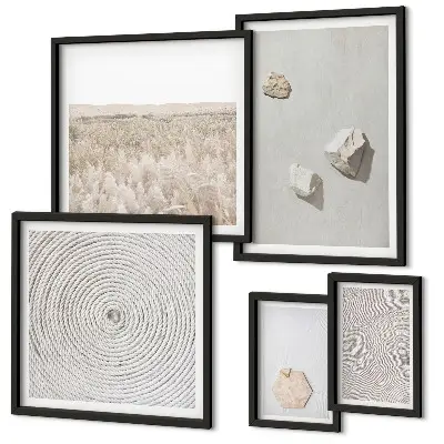 Set od 5 slika u okviru motivi laganih boho tekstura pijeska