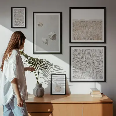 Set od 5 slika u okviru motivi laganih boho tekstura pijeska